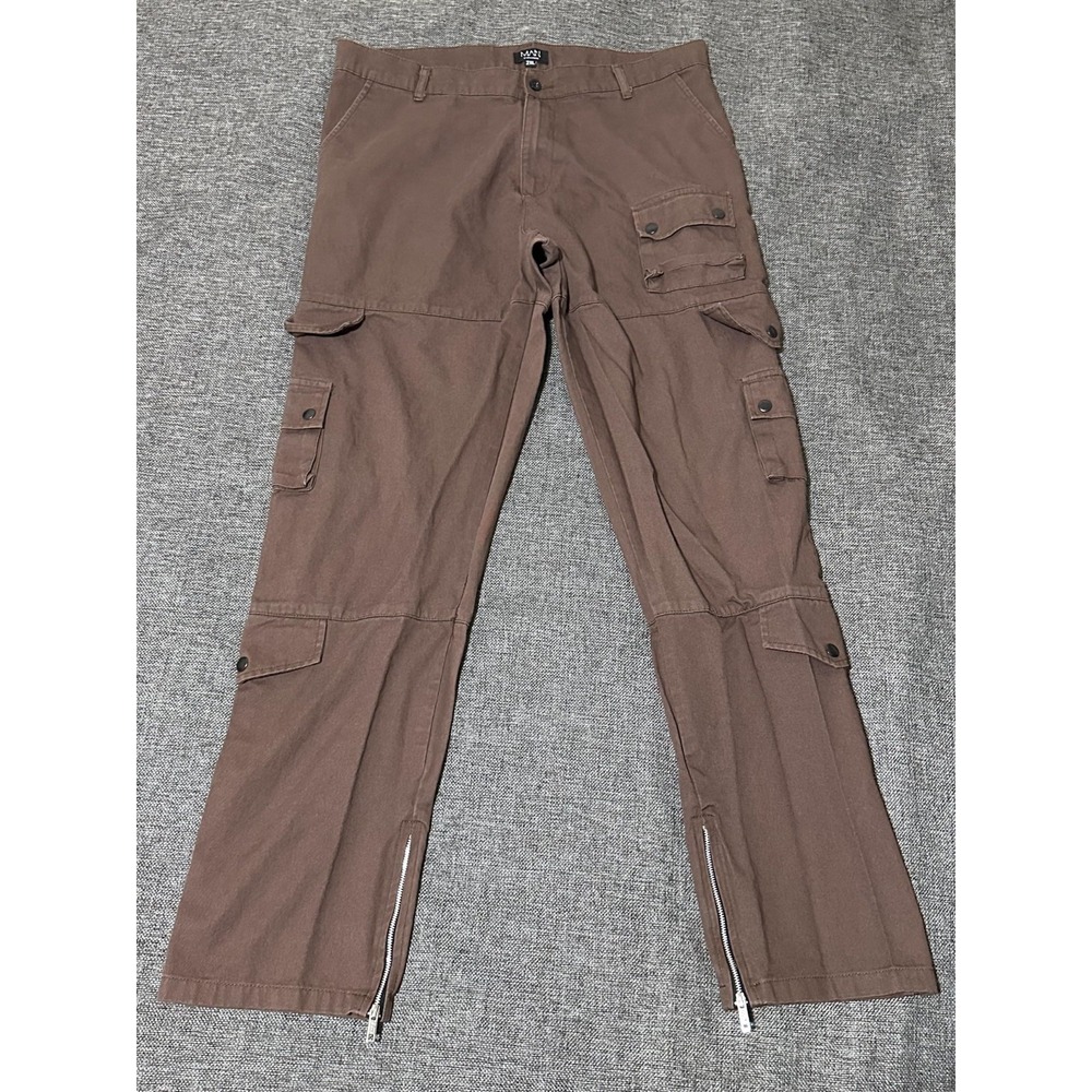 BoohooMan Men's 2XL Tall Relaxed Fit‎ Twill Cargo Pants